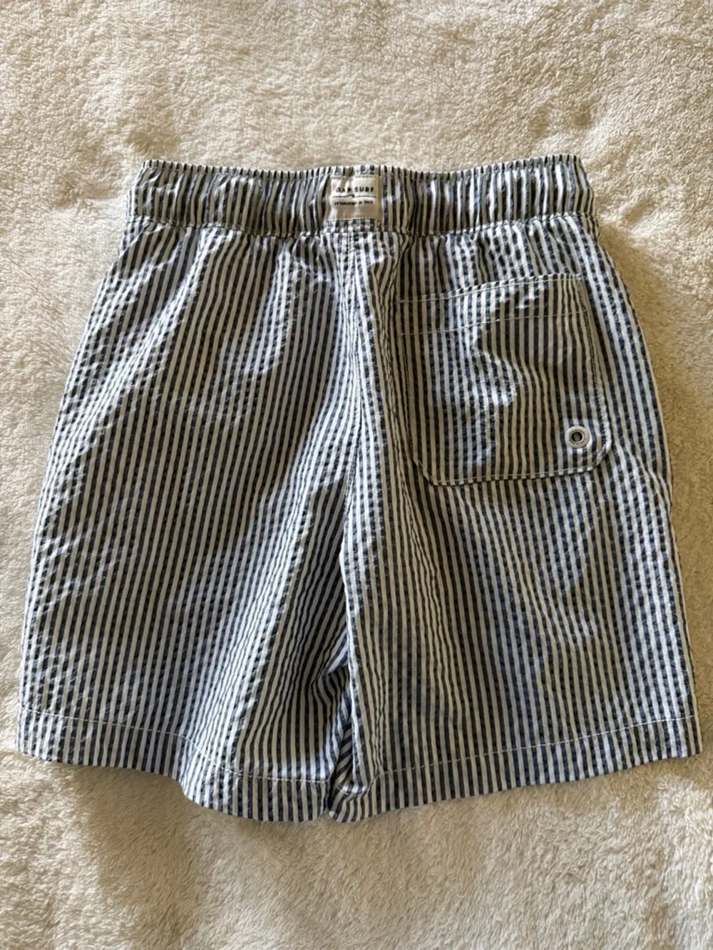 GAP Blue and White Striped Kids Swim Trunks